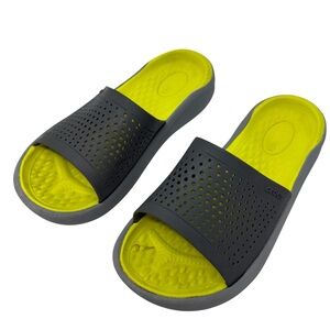 Crocs Literide slide sandals Men’s 8 Women’s 10 Water shoes yellow gray shoes